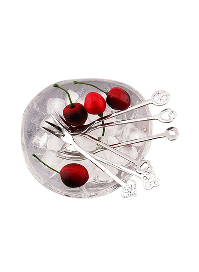 6-Piece Fruit Forks Spoons Cutlery Set Silver