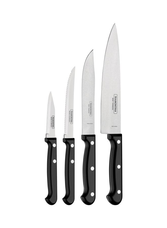 4-Piece Knife Set Black/Silver
