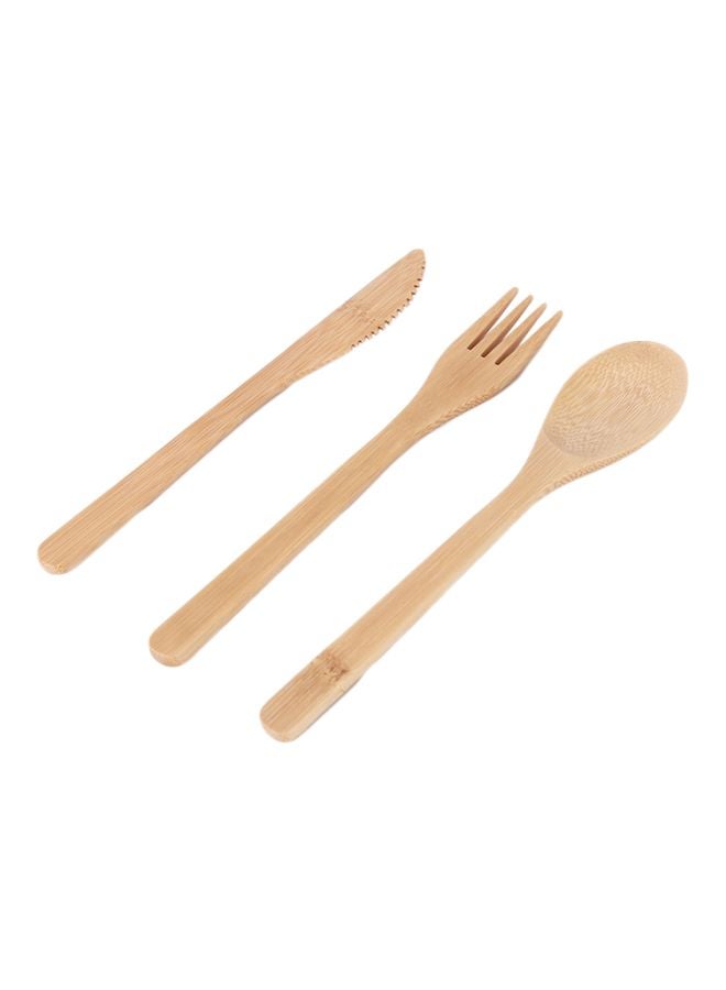 3-Piece Cutlery Set With Bag Beige