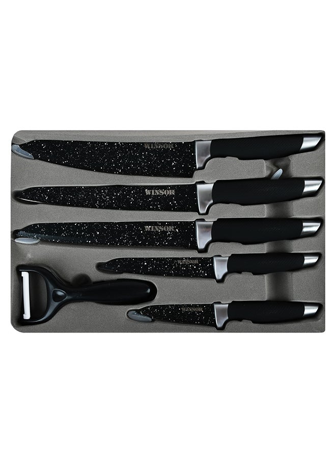 6-Piece Steel Tips Soft Touch Handle Knife Set Black