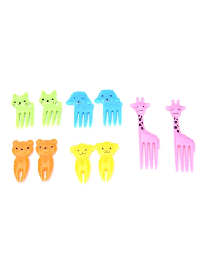10-Piece Mini Animal Farm Fruit Fork Set Multicolour