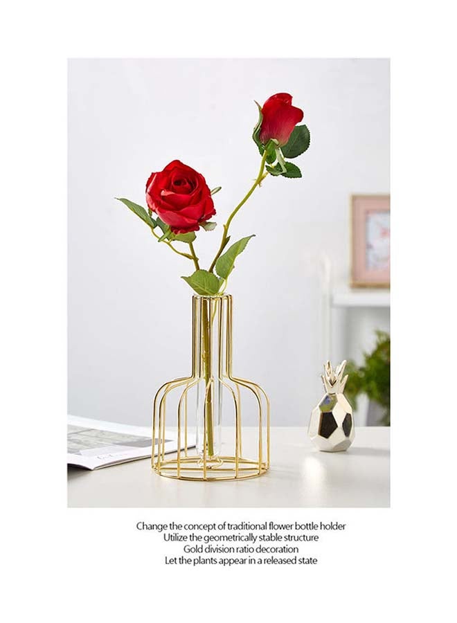 Metallic Flowers Bottle Vase Golden 10x15.5cm