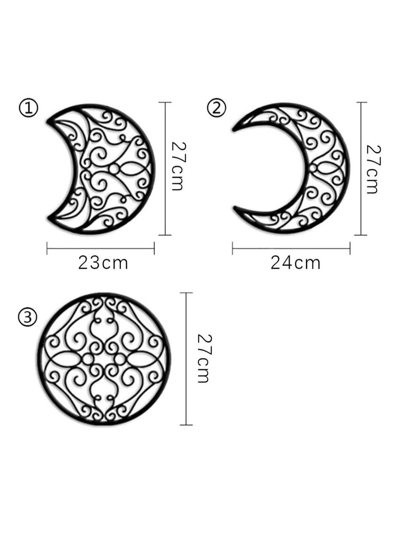 Moon Decoration Wall Decoration, Art decoration Wall Hanging, Boho Bedroom Decor Home Wall Decoration (Black, 5 Pieces)