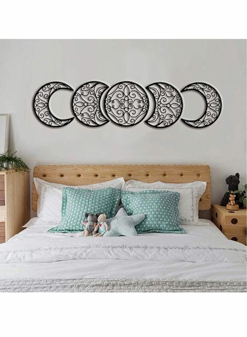 Moon Decoration Wall Decoration, Art decoration Wall Hanging, Boho Bedroom Decor Home Wall Decoration (Black, 5 Pieces)