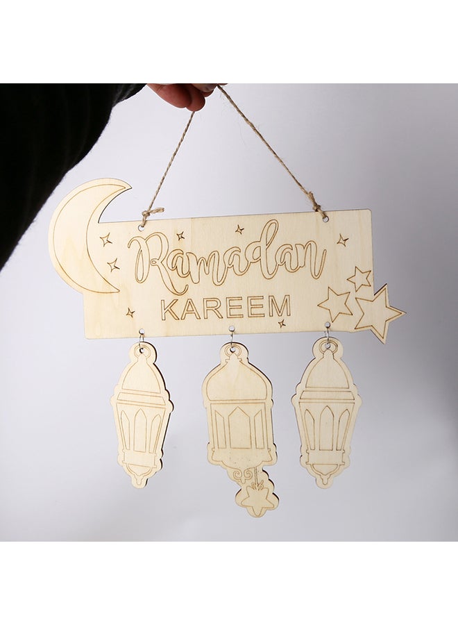 10-Pieces Wooden Ramadan Hanging Pendants With Ropes Beige 25.4x0.7x12.7cm
