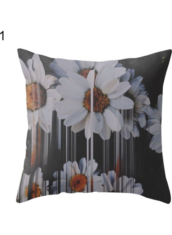 Floral Printed Cushion Cover Grey/White