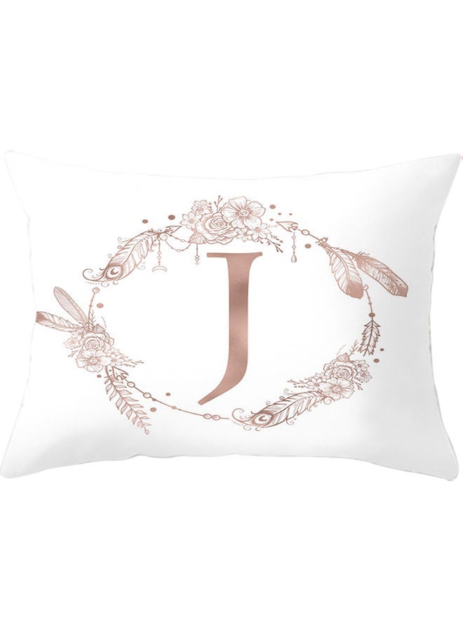 J Letters Printed Throw Pillow Cover White 30 X 50cm