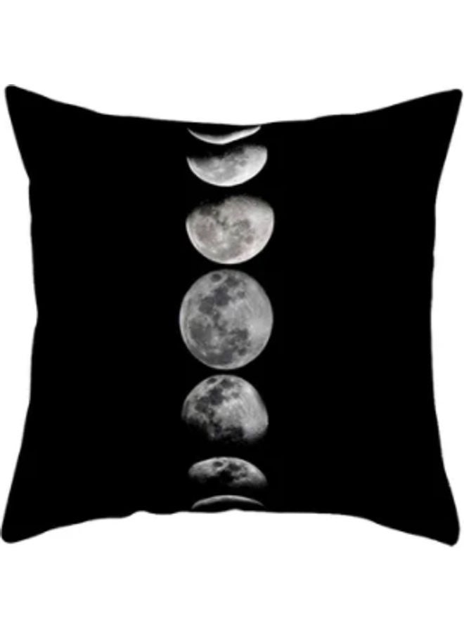 Moon Printed Throw Pillow Cover Black/Grey