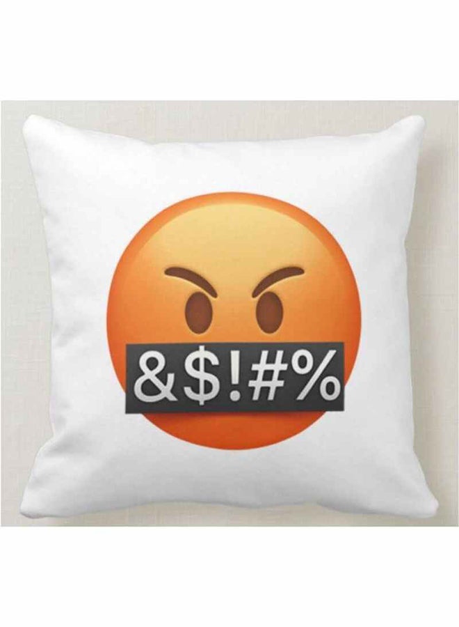 Mad Emoji Printed Decorative Pillow White 40x40cm