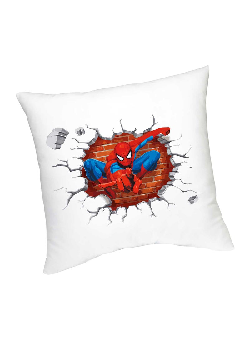 3D Spiderman Break Through Printed Cushion White/Blue/Red 45cm
