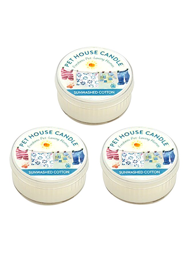 One Fur All Pet House Mini Candle Set, Pack of 3 - Sunwashed Cotton - Pet Odor Eliminator Candle, Burn Time - 10-12 Hours Pet Candle, Non-Toxic, Allergen-Free & Ideal for Smaller Spaces