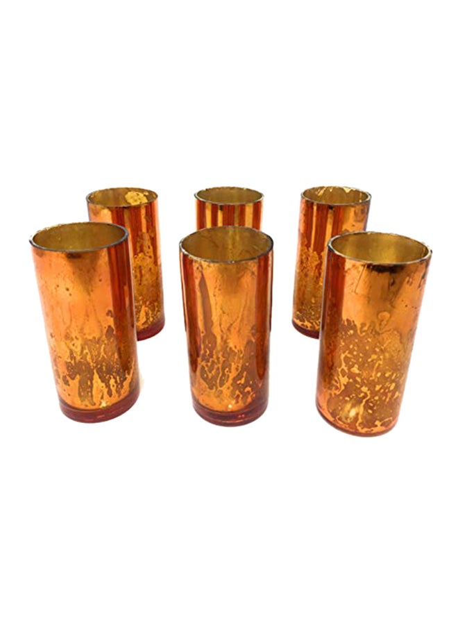 Antique Copper Cylinder Vase, Handmade Mercury Glass Finish, Measures 4 Multicolour 4X2X2 inch
