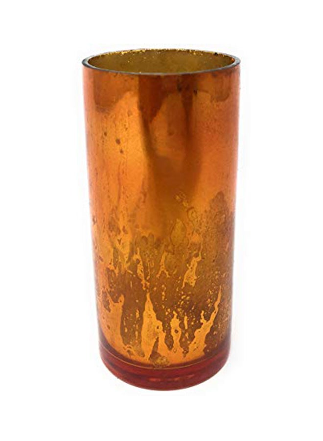 Antique Copper Cylinder Vase, Handmade Mercury Glass Finish, Measures 4 Multicolour 4X2X2 inch