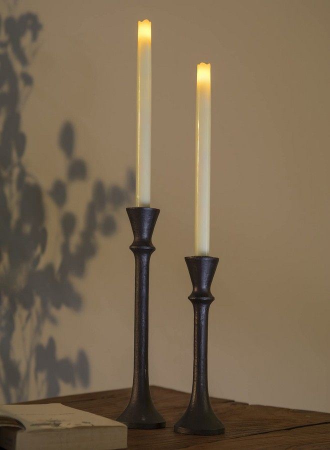 GiveU 7‘’& 9‘’ Candlestick Stand Candlelight Dinner Holder, Home Decoration, 2 Pack, Brown