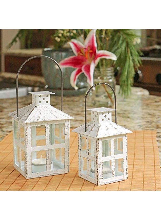 Decorative Candle Lantern White 3.2 x 3.2 x 6inch