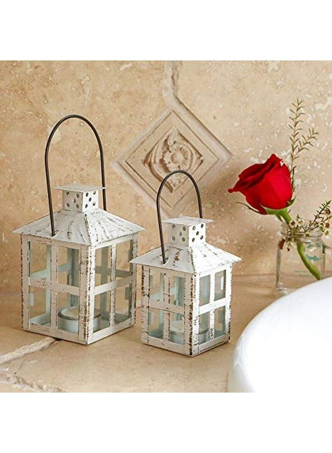 Decorative Candle Lantern White 3.2 x 3.2 x 6inch