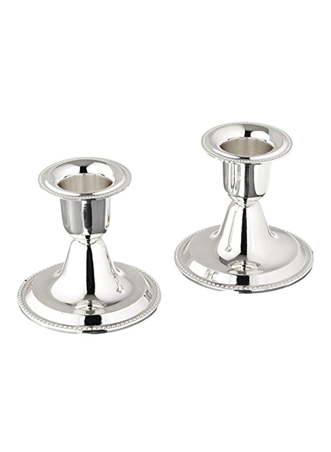 2-Piece Silver Plated Candlestick Set Silver