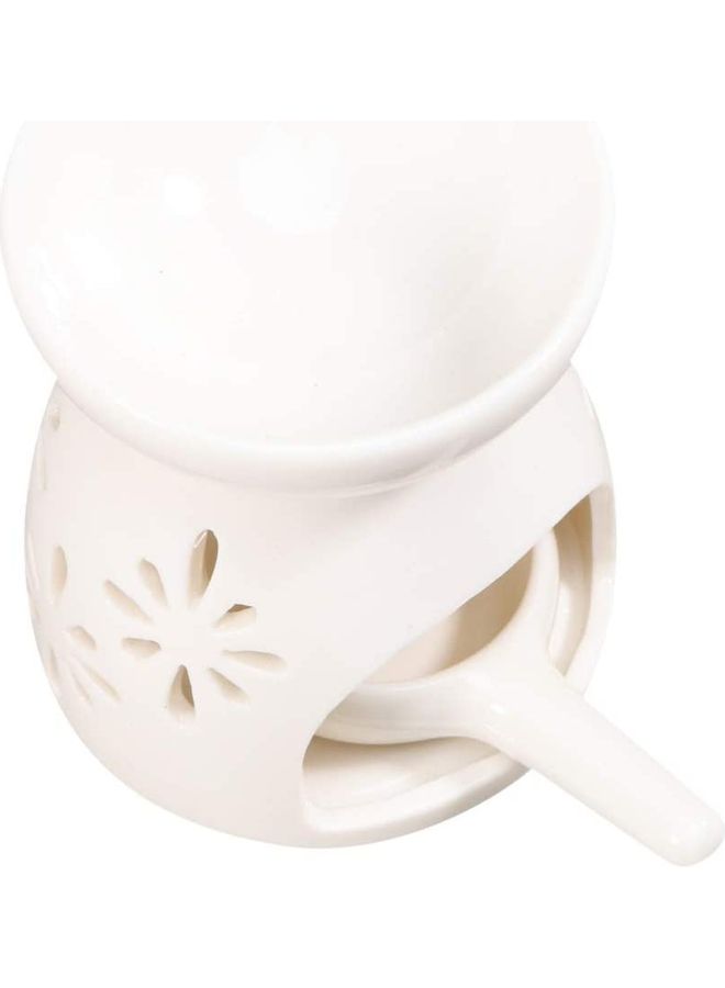 2-Piece Ceramic Oil Burner With Candle Holder Set White One Size