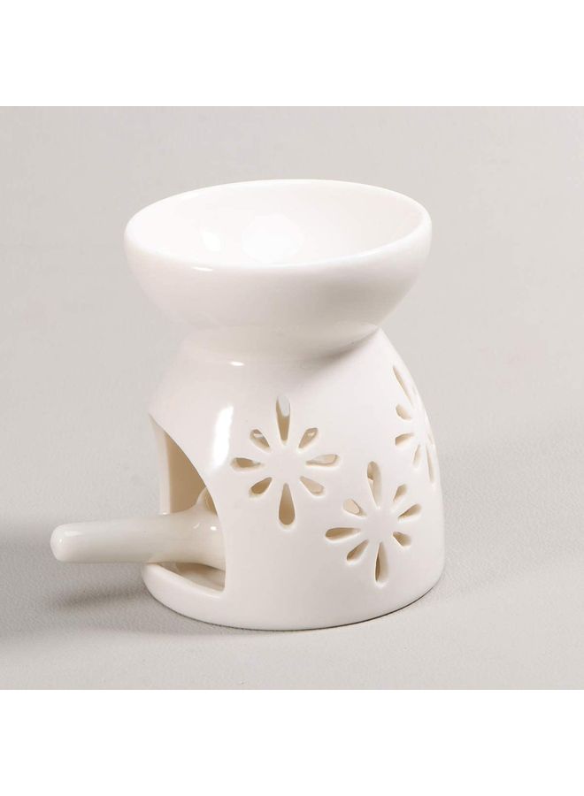 2-Piece Ceramic Oil Burner With Candle Holder Set White One Size