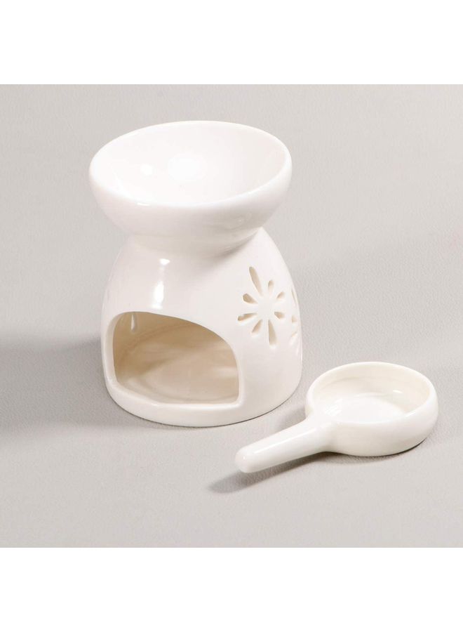 2-Piece Ceramic Oil Burner With Candle Holder Set White One Size