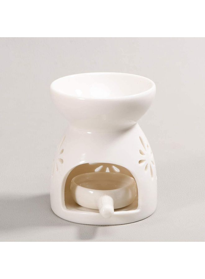 2-Piece Ceramic Oil Burner With Candle Holder Set White One Size