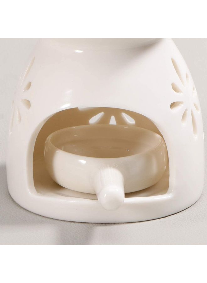 2-Piece Ceramic Oil Burner With Candle Holder Set White One Size