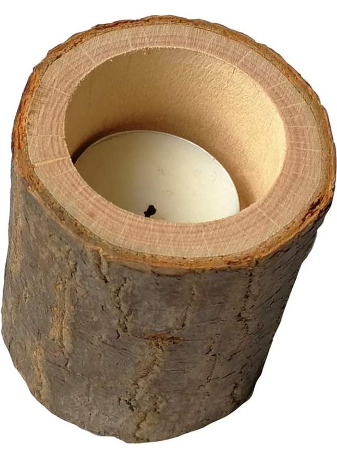 3-Piece Wooden Candle Holder Set Brown 7x6cm