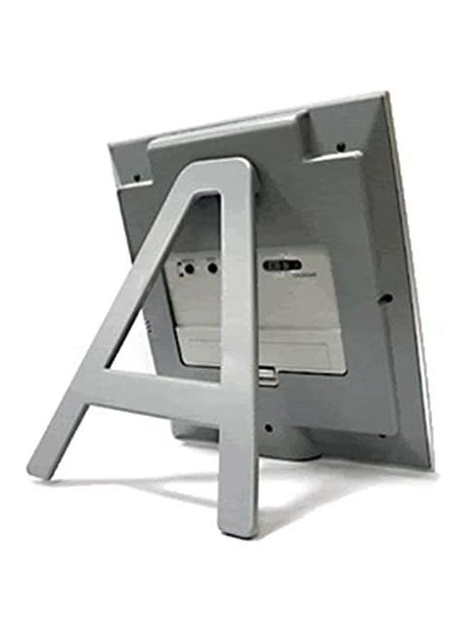 Square Shaped Digital Wall Clock Silver/Blue/Grey