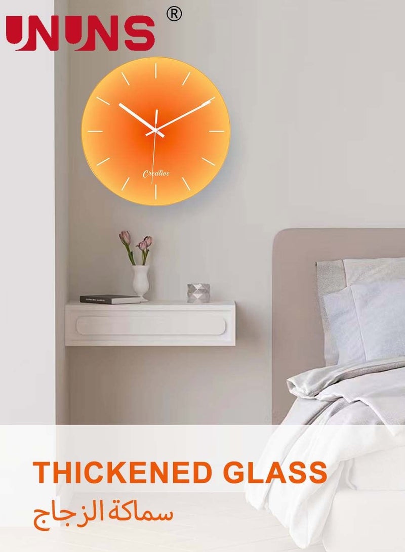 Wall Clock,12 Inch Minimalist Sunset Style Decorative Clock,Battery Operated,Silent Non-Ticking Round Analog Glass Clocks For Home,Decor Wall Clock