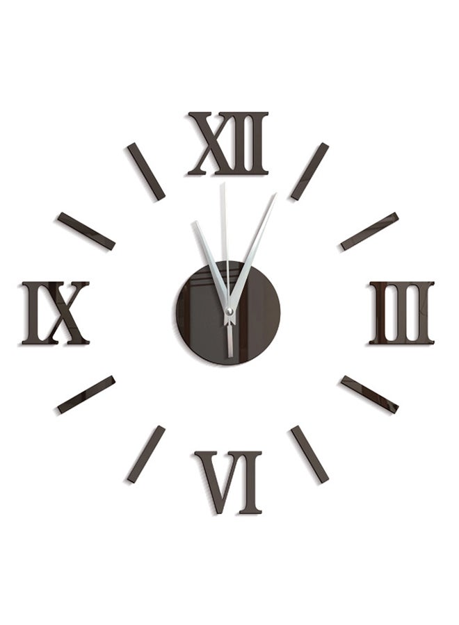 Artistic Ancient Frameless Removable Fashionable And Modern Light Weight Silent Roman Numbers Clock Black 39x12cm