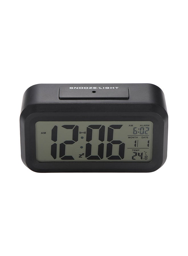 LCD Display Digital Alarm Clock Black 7.7x13.9x4.7cm