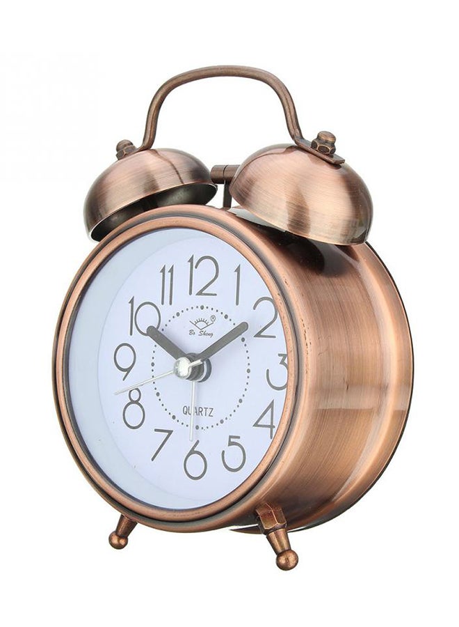 Vintage Retro Silent Alarm Clock Bronze 8 x 12cm
