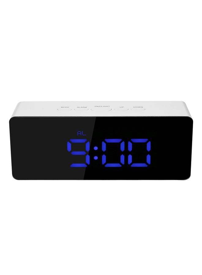 Digital LED Mirror Clock USB And Battery Operated 12H/24H °C/°F Display Alarm Clock White