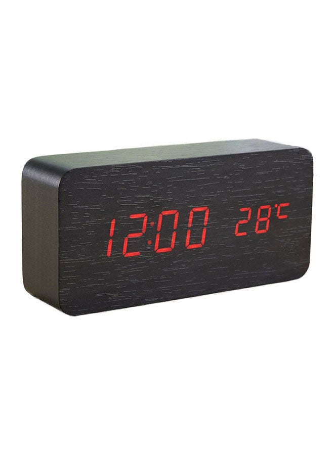Portable Voice Control Clock With LED Display Black One Size