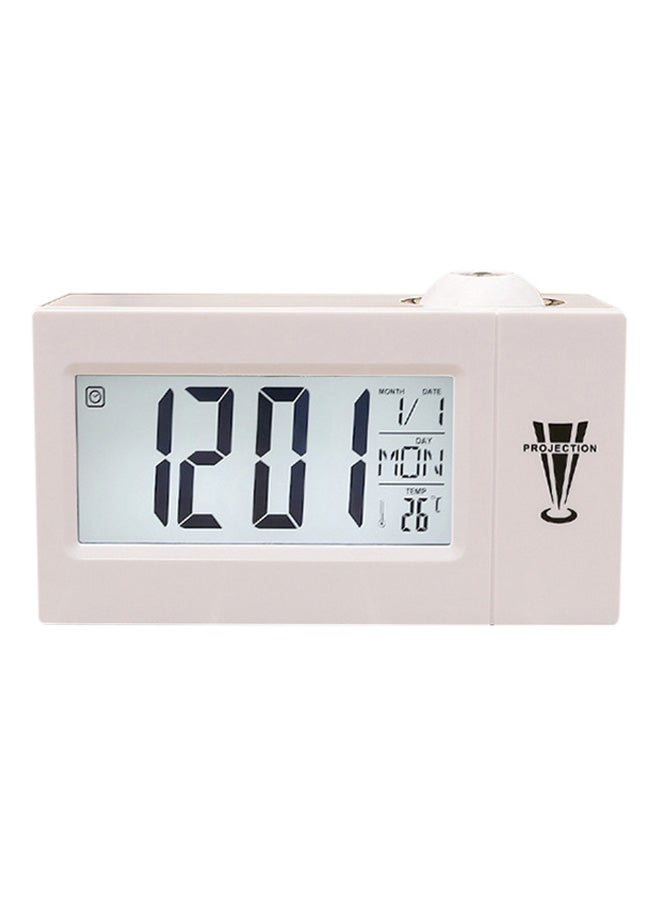 Voice Control Alarm Clock With Projection White 15×6×9cm