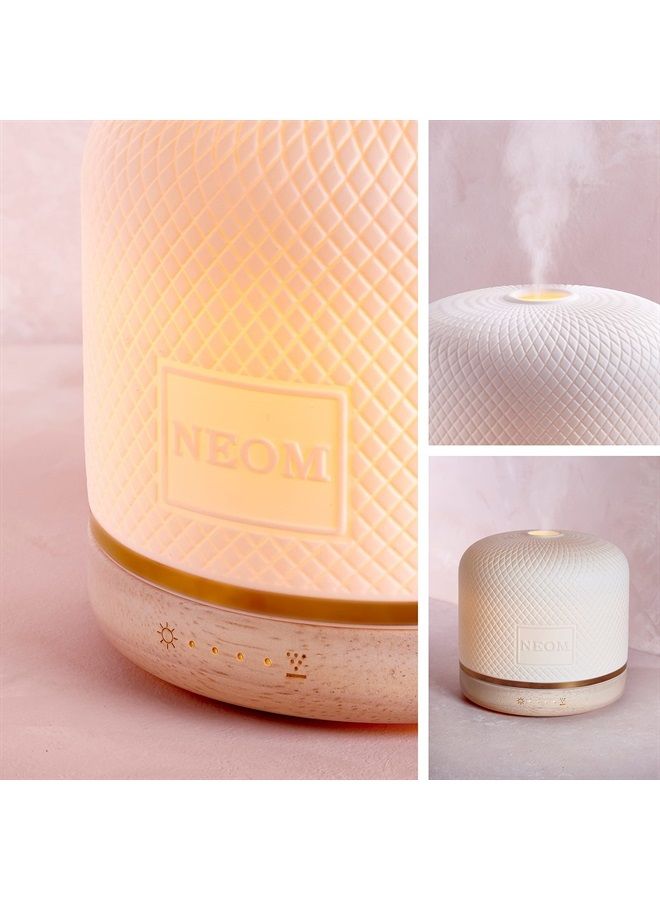 NEOM – Wellbeing Pod Luxe | Premium Ceramic Ultrasonic Essential Oil Diffuser, 350ml | Ceramic Cover, Remote Control, LED Light & Timer | Aromatherapy Diffuser | Home Fragrance…
