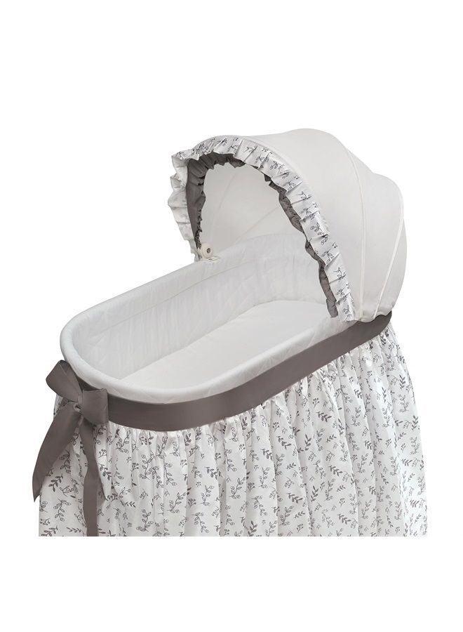 Wishes Oval Rocking Baby Bassinet with Bedding, Storage, and Pad