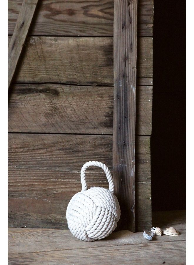 Nautical Rope Knot Cotton Door Stop, Ivory