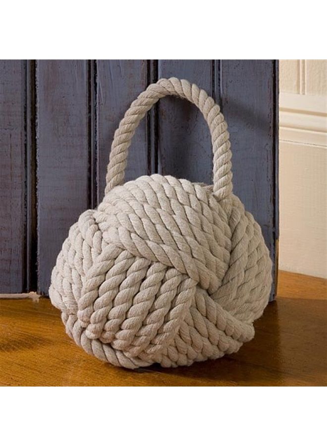 Nautical Rope Knot Cotton Door Stop, Ivory