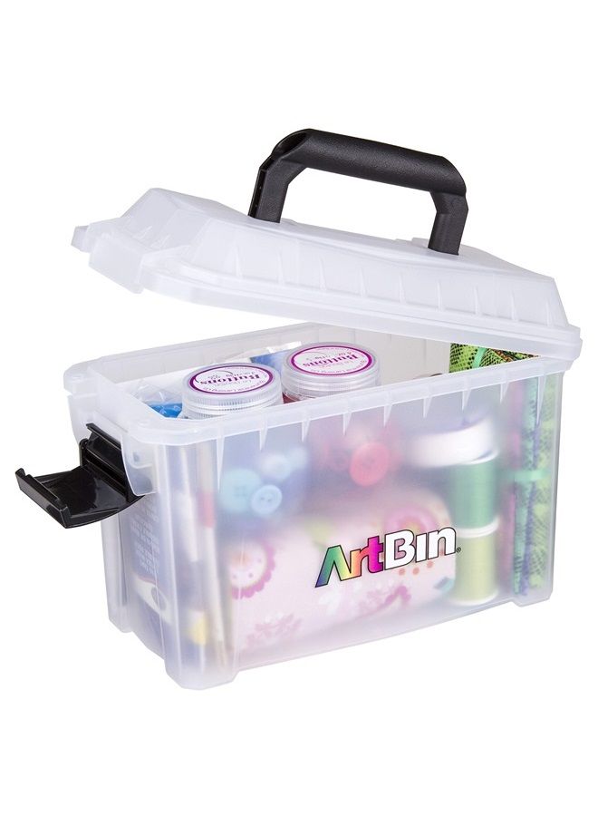6815AG Mini Sidekick Carrying Case, Portable Art & Craft Organizer with Handle, [1] Plastic Storage Case, Clear