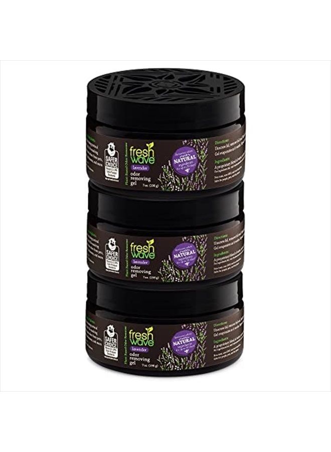 Lavender Odor Removing Gel, 7 oz. | Pack of 3 | Safer Odor Absorbers for Home | Natural Plant-Based Odor Eliminator | Every 7 oz. lasts 15-30 Days | For Cooking, Trash & Pets