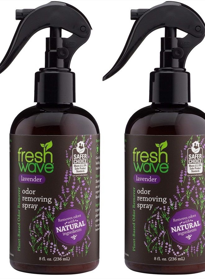 Lavender Odor Eliminator Spray & Air Freshener, 8 oz. | Pack of 2 | Odor Absorbers for Home | Safer Odor Relief | Natural Plant-Based Odor Eliminator | For Furniture, Fabrics & Trash