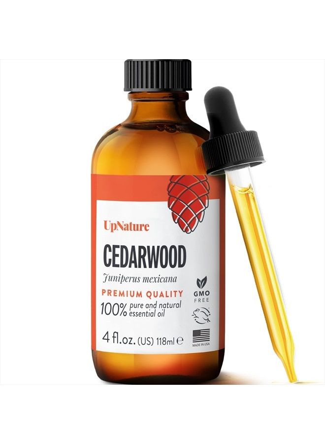 Cedarwood Essential Oil - 100% Natural & Pure, Undiluted, Premium Quality Aromatherapy Oil for Hair Growth, Healthy Skin, Closets and Relaxing Sleep, 4oz