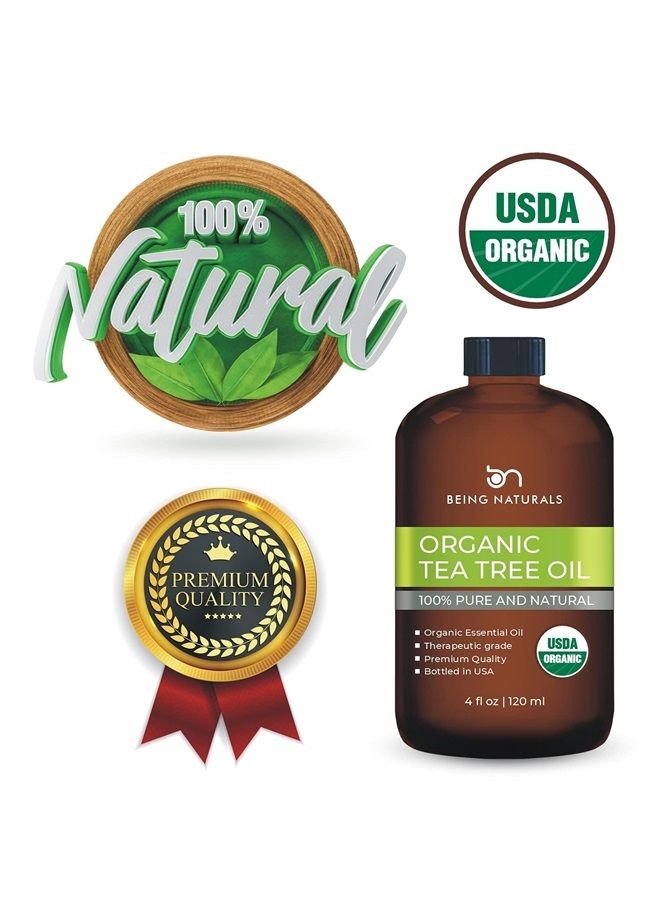 Organic Tea Tree Essential Oil - Huge 4 FL OZ - 100% Pure & Natural – Premium Natural Oil with Glass Dropper (Tea Tree)