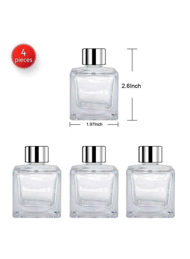 Glass Diffuser Bottles with Silver Caps Refillable Diffuser Bottles Set of 4-2.5