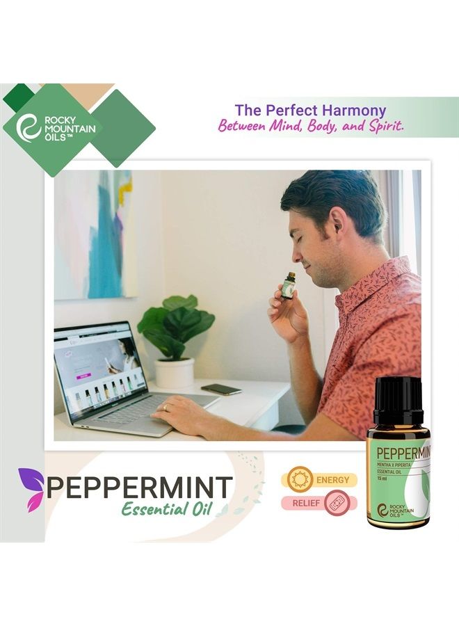 Peppermint Essential Oil - 100% Pure and Natural Aromatherapy Essential Oils for Diffusers, Topical, and Home - 15ml