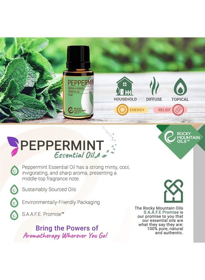Peppermint Essential Oil - 100% Pure and Natural Aromatherapy Essential Oils for Diffusers, Topical, and Home - 15ml