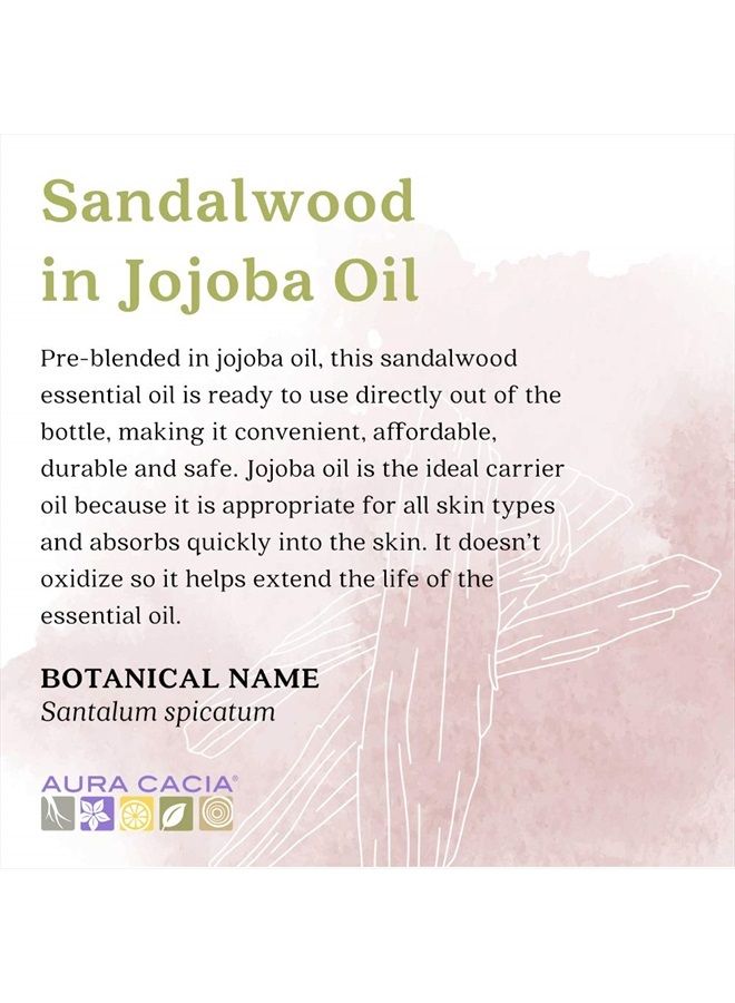 Sandalwood Essential Oil in Jojoba Oil, 0.5 fl. oz., Woodsy, Balsamic-like Aroma For Skin Care & Centering