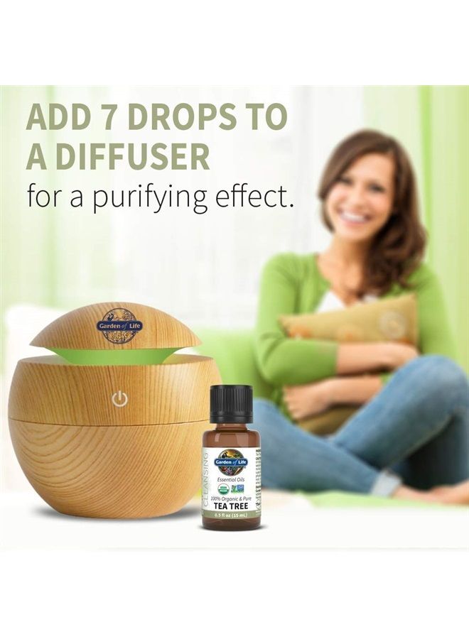 Essential Oil, Tea Tree 0.5 fl oz (15 mL), USDA Organic & Pure, Clean, Undiluted & Non-GMO - for Diffuser, Aromatherapy, Meditation - Cleansing, Refreshing, Purifying