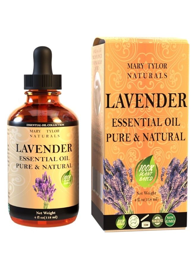 Lavender Essential Oil (4 oz) Premium Therapeutic Grade, 100% Pure and Natural, Perfect for Aromatherapy, Diffuser, DIY by Mary Tylor Naturals